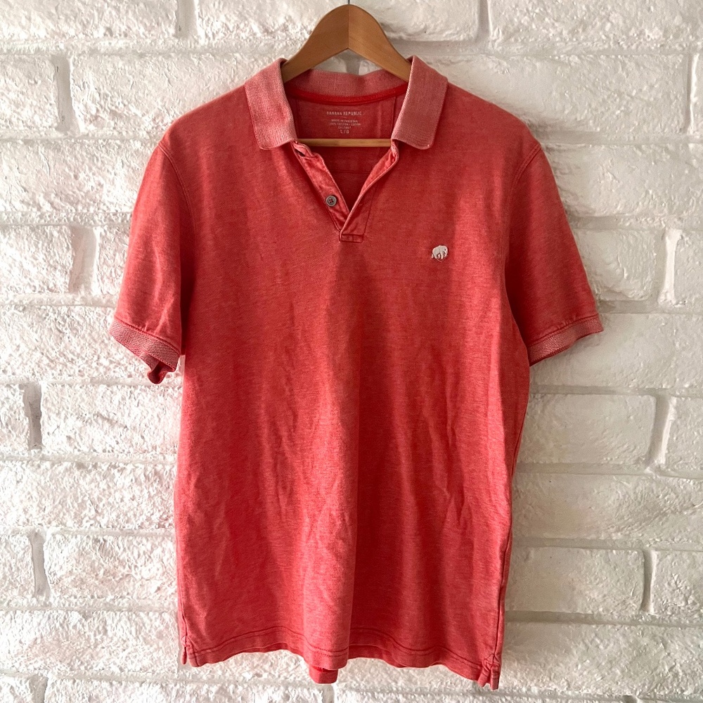 Banana Republic Men Polo Large Pink Cotton T-56